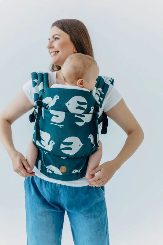 LennyLight Carrier, jacquard weave, 100% bamboo viscose - BIRDY - SKYWARD - Woven Baby Size - Standard   lenny_light    #