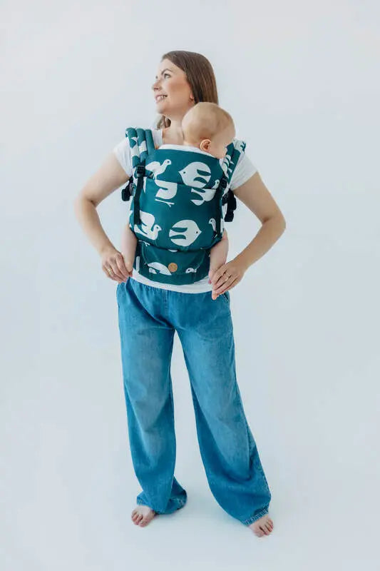 LennyLight Carrier, jacquard weave, 100% bamboo viscose - BIRDY - SKYWARD - Woven Baby Size - Standard   lenny_light    #