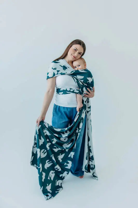 Baby Wrap, Jacquard Weave (100% bamboo viscose) - BIRDY - SKYWARD - Woven Baby Size - L-Size - M-Size - S-Size - XL-Size - XS   long_woven_wraps    #