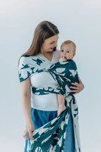 Baby Wrap, Jacquard Weave (100% bamboo viscose) - BIRDY - SKYWARD - Woven Baby XS - 4   long_woven_wraps    #