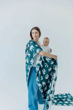 Baby Wrap, Jacquard Weave (100% bamboo viscose) - BIRDY - SKYWARD - Woven Baby XS - 4   long_woven_wraps    #