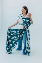 Baby Wrap, Jacquard Weave (100% bamboo viscose) - BIRDY - SKYWARD - Woven Baby XS - 4   long_woven_wraps    #