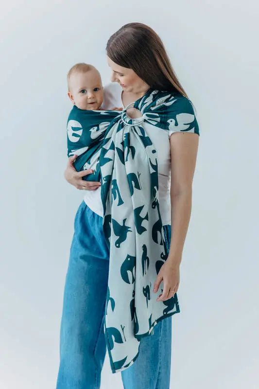 Ring Sling, Jacquard Weave (100% bamboo viscose), with gathered shoulder - BIRDY - SKYWARD - standard 1.8m - Woven Baby Title - Default Title   ring_slings    #