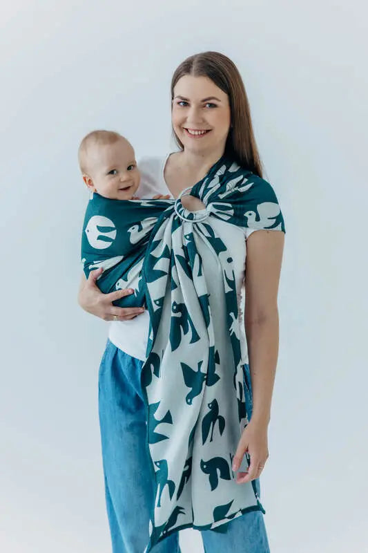 Ring Sling, Jacquard Weave (100% bamboo viscose), with gathered shoulder - BIRDY - SKYWARD - standard 1.8m - Woven Baby Title - Default Title   ring_slings    #