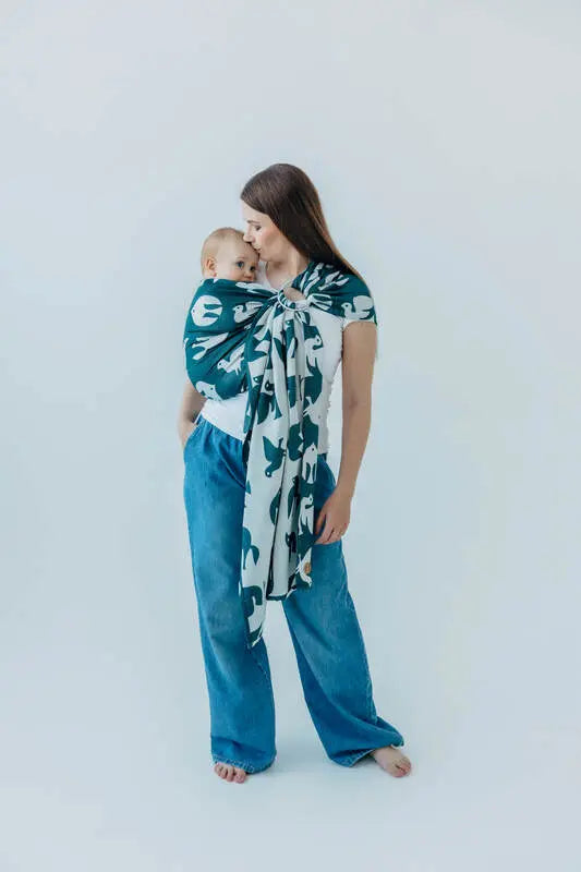 Ring Sling, Jacquard Weave (100% bamboo viscose), with gathered shoulder - BIRDY - SKYWARD - standard 1.8m - Woven Baby Title - Default Title   ring_slings    #