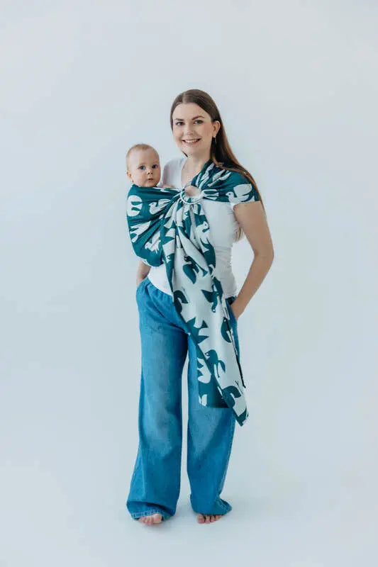 Ring Sling, Jacquard Weave (100% bamboo viscose), with gathered shoulder - BIRDY - SKYWARD - standard 1.8m - Woven Baby    ring_slings    #