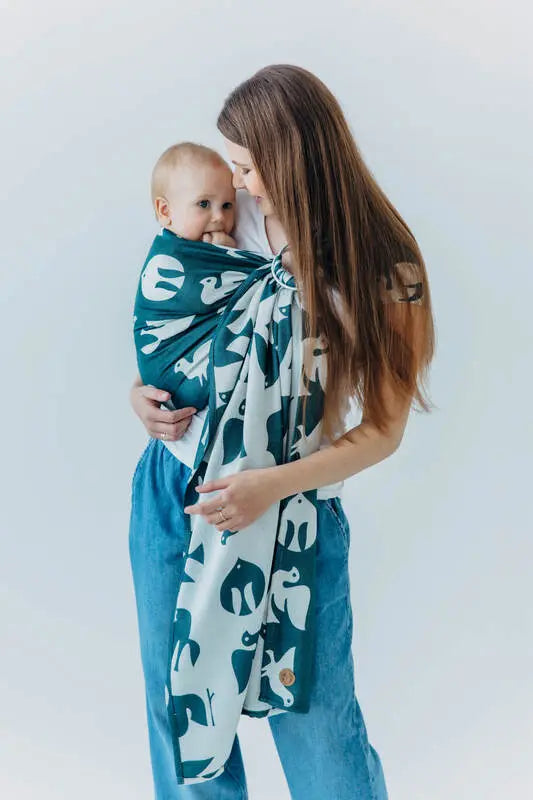 Ring Sling, Jacquard Weave (100% bamboo viscose), with gathered shoulder - BIRDY - SKYWARD - standard 1.8m - Woven Baby    ring_slings    #