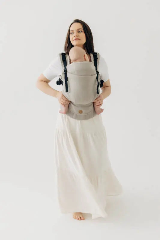 My First Baby Carrier - LennyUpGrade PRO, herringbone weave 100% cotton - LITTLE HERRINGBONE ALMOND - Woven Baby Standard   lenny_upgrade_pro    #