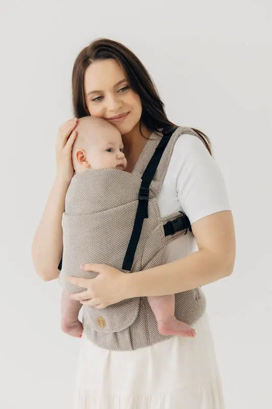My First Baby Carrier - LennyUpGrade PRO, herringbone weave 100% cotton - LITTLE HERRINGBONE ALMOND - Woven Baby Standard   lenny_upgrade_pro    #