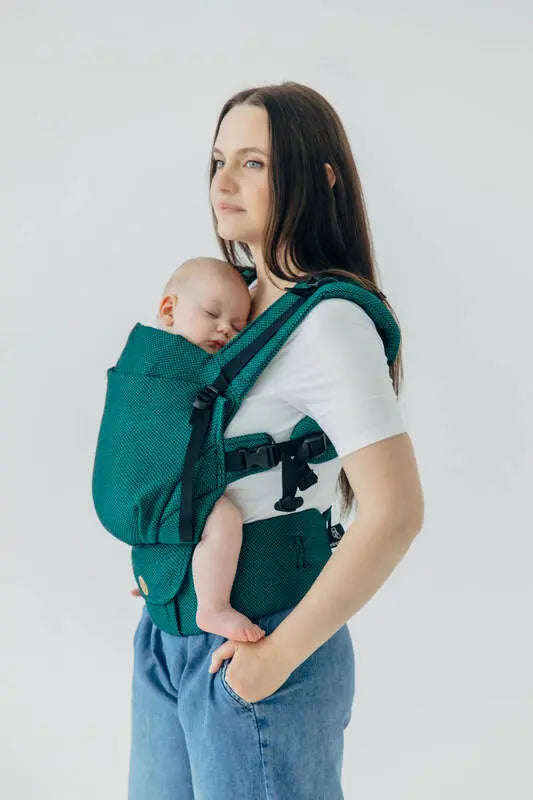 My First Baby Carrier - LennyUpGrade PRO, herringbone weave 100% cotton - EMERALD - Woven Baby Standard   lenny_upgrade_pro    #