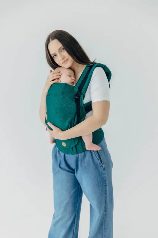 My First Baby Carrier - LennyUpGrade PRO, herringbone weave 100% cotton - EMERALD - Woven Baby Standard   lenny_upgrade_pro    #
