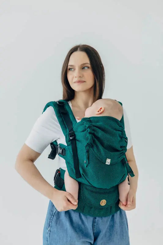 My First Baby Carrier - LennyUpGrade PRO, herringbone weave 100% cotton - EMERALD - Woven Baby Standard   lenny_upgrade_pro    #