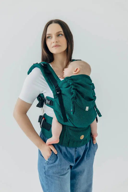 My First Baby Carrier - LennyUpGrade PRO, herringbone weave 100% cotton - EMERALD - Woven Baby Standard   lenny_upgrade_pro    #
