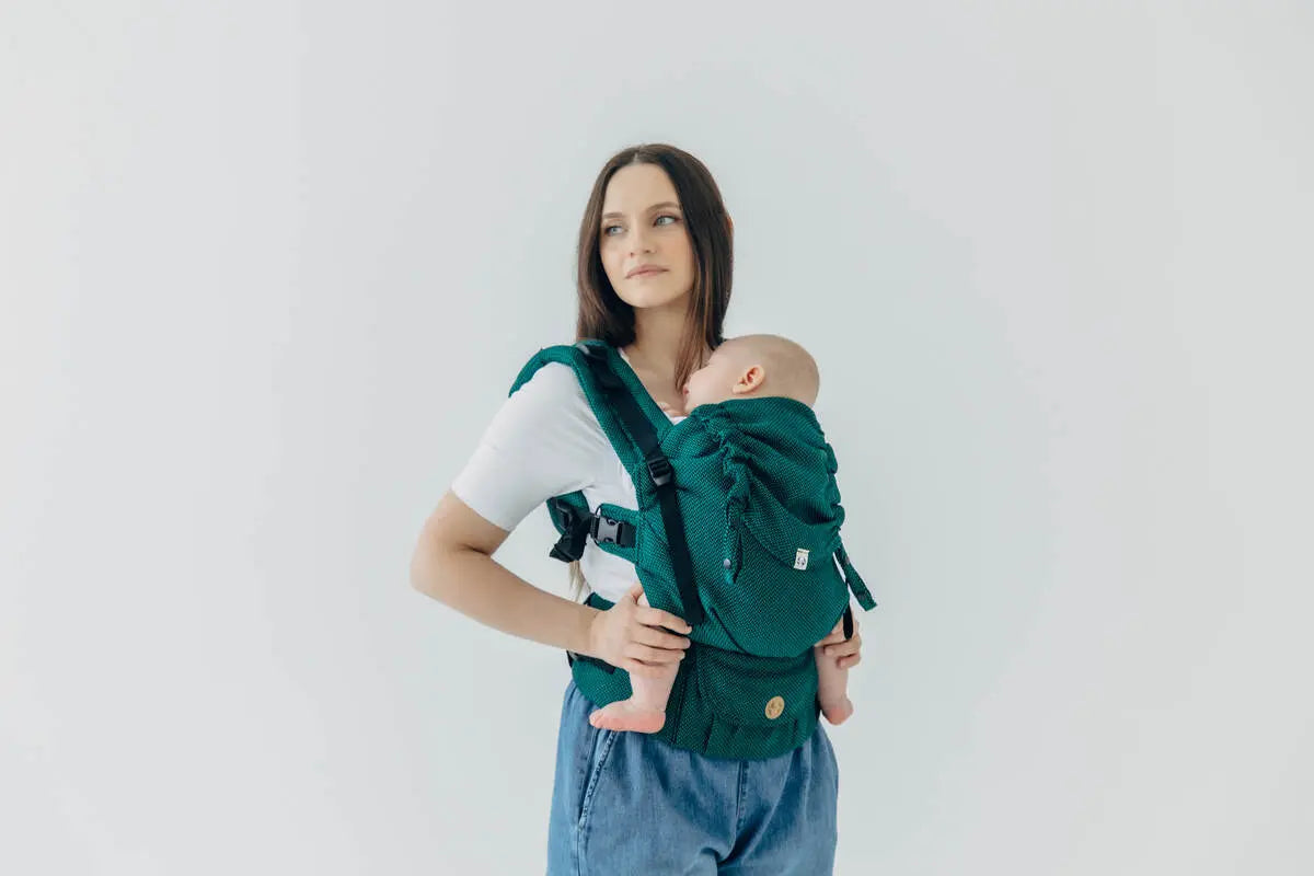 My First Baby Carrier - LennyUpGrade PRO, herringbone weave 100% cotton - EMERALD - Woven Baby Standard   lenny_upgrade_pro    #