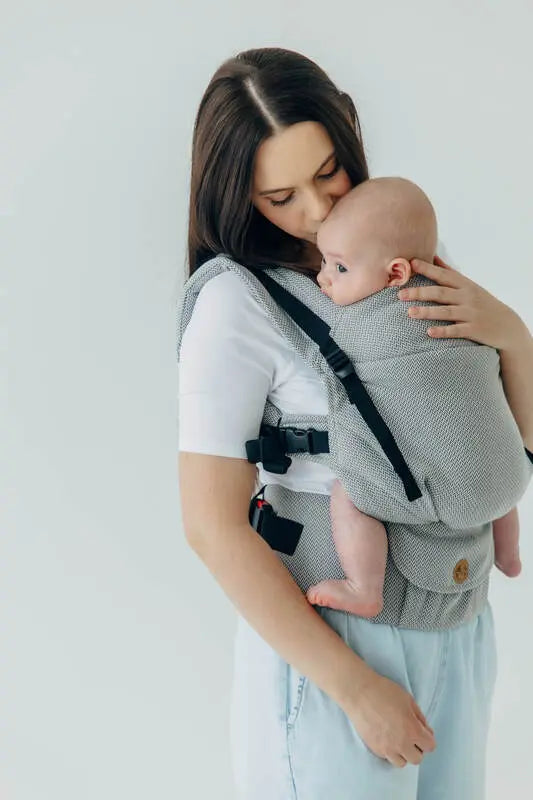 My First Carrier - LennyUpGrade PRO, herringbone weave 100% cotton - LITTLE HERRINGBONE GREY - Woven Baby Standard   lenny_upgrade_pro    #