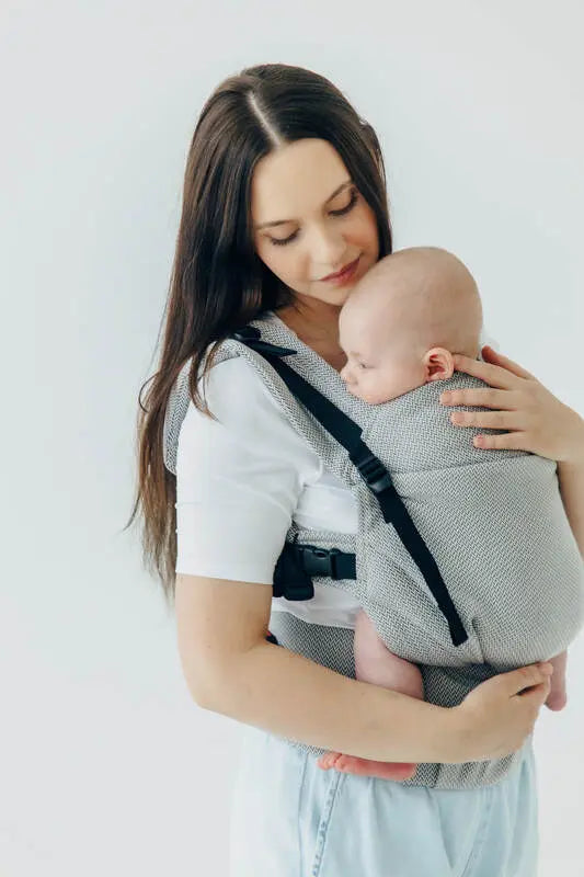 My First Carrier - LennyUpGrade PRO, herringbone weave 100% cotton - LITTLE HERRINGBONE GREY - Woven Baby Standard   lenny_upgrade_pro    #