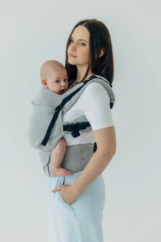 My First Carrier - LennyUpGrade PRO, herringbone weave 100% cotton - LITTLE HERRINGBONE GREY - Woven Baby Standard   lenny_upgrade_pro    #
