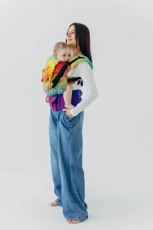 LennyUpGrade PRO Carrier, jacquard weave 100% cotton - RAINBOW LOTUS - Woven Baby Standard   lenny_upgrade_pro    #