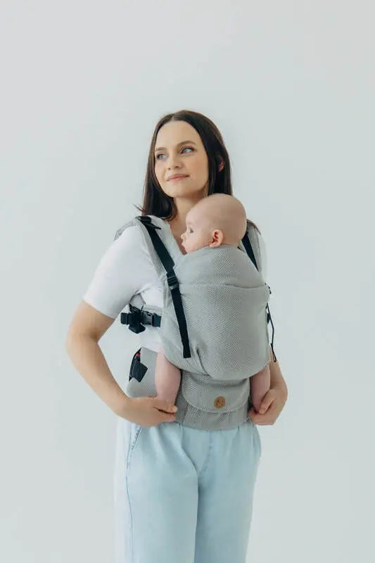 My First Carrier - LennyUpGrade PRO, herringbone weave 100% cotton - LITTLE HERRINGBONE GREY - Woven Baby Standard   lenny_upgrade_pro    #