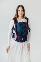 LennyUpGrade PRO Carrier, jacquard weave (60% cotton, 28% merino wool, 8% silk, 4% cashmere) - PEACOCK'S TAIL - BLACK OPAL - Woven Baby Standard   lenny_upgrade_pro    #