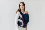 LennyUpGrade PRO Carrier, jacquard weave (60% cotton, 28% merino wool, 8% silk, 4% cashmere) - PEACOCK'S TAIL - BLACK OPAL - Woven Baby Standard   lenny_upgrade_pro    #