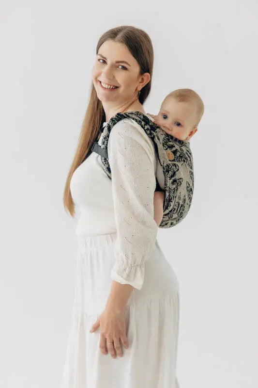 Lenny Buckle Onbuhimo PRO baby carrier, jacquard weave (65% cotton 35% silk) - QUEEN OF THE NIGHT - PAMINA - Woven Baby Standard   buckle_onbu_pro_carriers    #