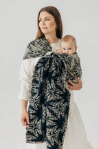 Ring Sling, Jacquard Weave, with gathered shoulder (65% cotton 35% silk) - QUEEN OF THE NIGHT - PAMINA - standard 1.8m - Woven Baby    ring_slings    #