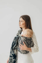 Ring Sling, Jacquard Weave, with gathered shoulder (65% cotton 35% silk) - QUEEN OF THE NIGHT - PAMINA - standard 1.8m - Woven Baby    ring_slings    #