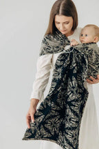Ring Sling, Jacquard Weave, with gathered shoulder (65% cotton 35% silk) - QUEEN OF THE NIGHT - PAMINA - standard 1.8m - Woven Baby    ring_slings    #