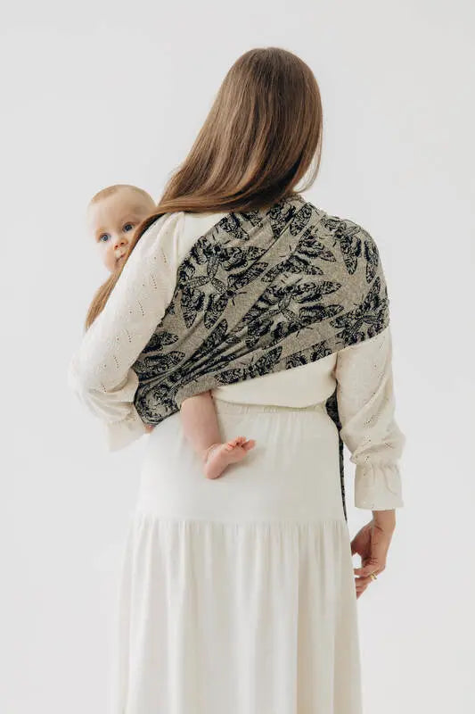 Ring Sling, Jacquard Weave, with gathered shoulder (65% cotton 35% silk) - QUEEN OF THE NIGHT - PAMINA - standard 1.8m - Woven Baby    ring_slings    #