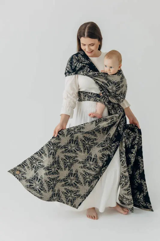 Baby Wrap, Jacquard Weave (65% cotton 35% silk) - QUEEN OF THE NIGHT - PAMINA - Woven Baby XS - 4   long_woven_wraps    #