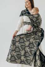 Baby Wrap, Jacquard Weave (65% cotton 35% silk) - QUEEN OF THE NIGHT - PAMINA - Woven Baby XS - 4   long_woven_wraps    #