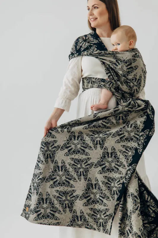 Baby Wrap, Jacquard Weave (65% cotton 35% silk) - QUEEN OF THE NIGHT - PAMINA - Woven Baby XS - 4   long_woven_wraps    #