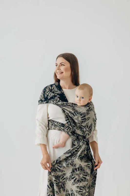 Baby Wrap, Jacquard Weave (65% cotton 35% silk) - QUEEN OF THE NIGHT - PAMINA - Woven Baby S - 5   long_woven_wraps    #