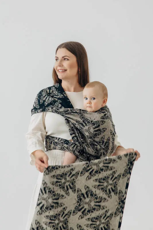 lennylamb Baby Wrap, Jacquard Weave (65% cotton 35% silk) - QUEEN OF THE NIGHT - PAMINA  long_woven_wraps  Woven Baby