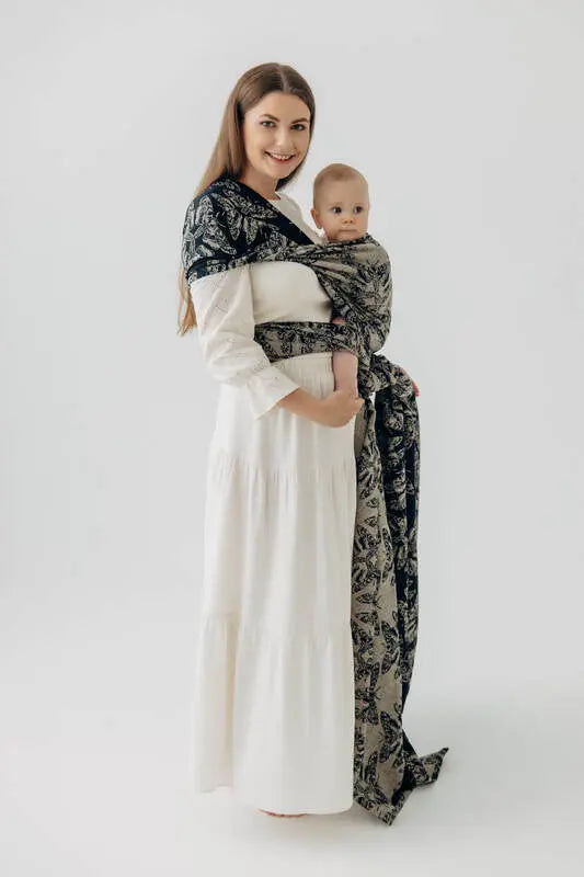 lennylamb Baby Wrap, Jacquard Weave (65% cotton 35% silk) - QUEEN OF THE NIGHT - PAMINA  long_woven_wraps  Woven Baby