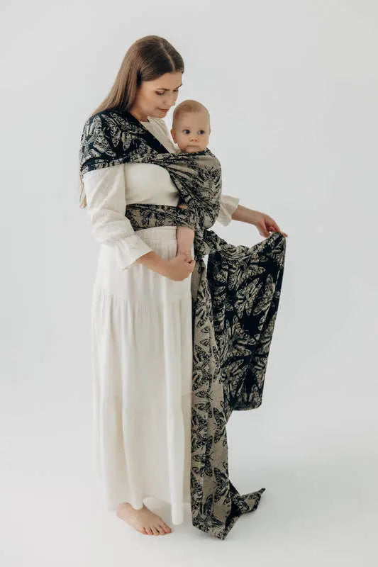 lennylamb Baby Wrap, Jacquard Weave (65% cotton 35% silk) - QUEEN OF THE NIGHT - PAMINA  long_woven_wraps  Woven Baby