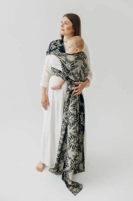 lennylamb Baby Wrap, Jacquard Weave (65% cotton 35% silk) - QUEEN OF THE NIGHT - PAMINA  long_woven_wraps  Woven Baby
