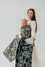 Baby Wrap, Jacquard Weave (65% cotton 35% silk) - QUEEN OF THE NIGHT - PAMINA - Woven Baby XS - 4   long_woven_wraps    #