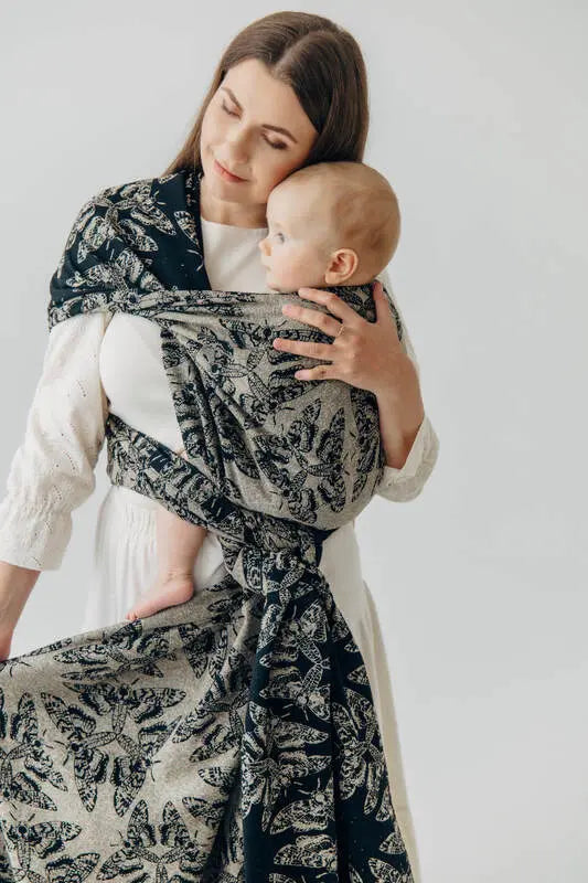 lennylamb Baby Wrap, Jacquard Weave (65% cotton 35% silk) - QUEEN OF THE NIGHT - PAMINA  long_woven_wraps  Woven Baby