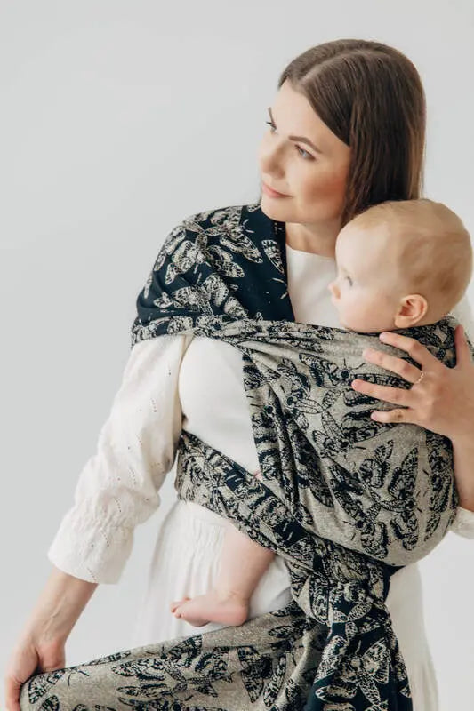 lennylamb Baby Wrap, Jacquard Weave (65% cotton 35% silk) - QUEEN OF THE NIGHT - PAMINA  long_woven_wraps  Woven Baby