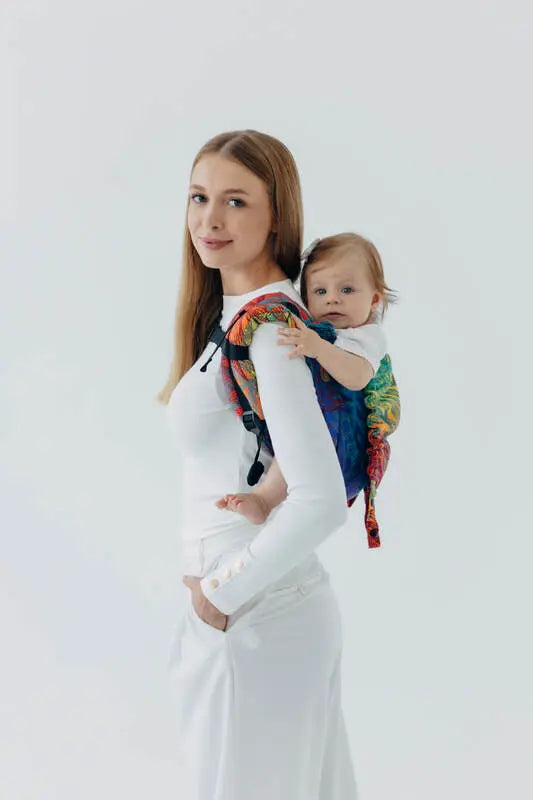Lenny Buckle Onbuhimo PRO baby carrier, jacquard weave (100% cotton) - RAINFOREST - CARNIVAL