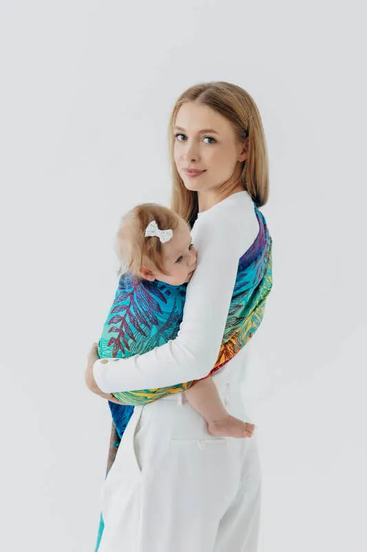 Ring Sling, Jacquard Weave (100% cotton), with gathered shoulder - RAINFOREST - CARNIVAL - standard 1.8m