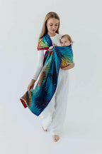 Ring Sling, Jacquard Weave (100% cotton), with gathered shoulder - RAINFOREST - CARNIVAL - standard 1.8m