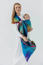 Ring Sling, Jacquard Weave (100% cotton), with gathered shoulder - RAINFOREST - CARNIVAL - standard 1.8m