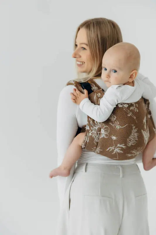 Lenny Buckle Onbuhimo PRO baby carrier, jacquard weave (100% cotton) - HERBARIUM - RAINDROPS