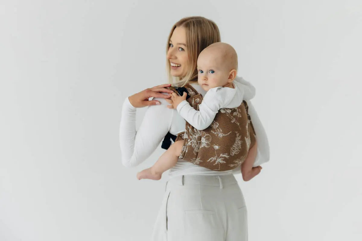 Lenny Buckle Onbuhimo PRO baby carrier, jacquard weave (100% cotton) - HERBARIUM - RAINDROPS