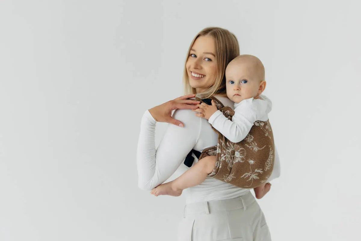 Lenny Buckle Onbuhimo PRO baby carrier, jacquard weave (100% cotton) - HERBARIUM - RAINDROPS