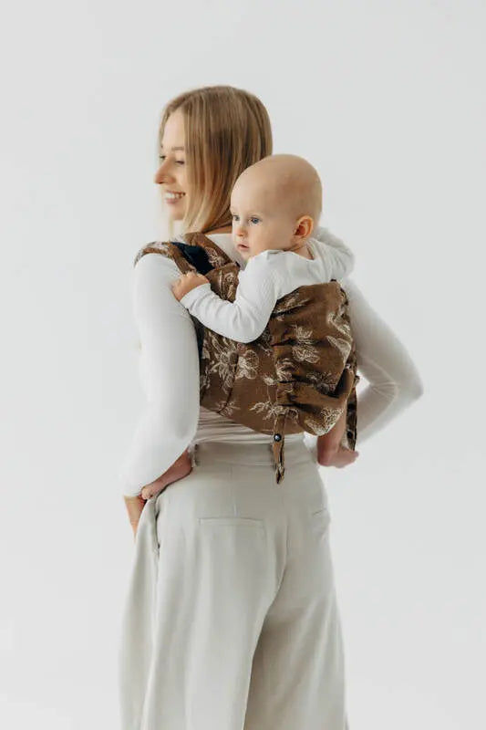 Lenny Buckle Onbuhimo PRO baby carrier, jacquard weave (100% cotton) - HERBARIUM - RAINDROPS