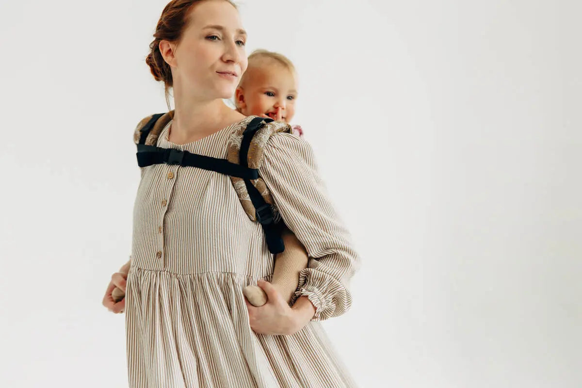 Lenny Buckle Onbuhimo PRO baby carrier, jacquard weave (100% cotton) - HERBARIUM - RAINDROPS
